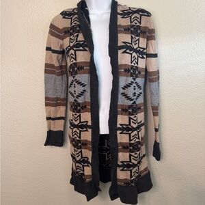 BELLDINI Aztec / Southwestern Knit Open-Front Cardigan